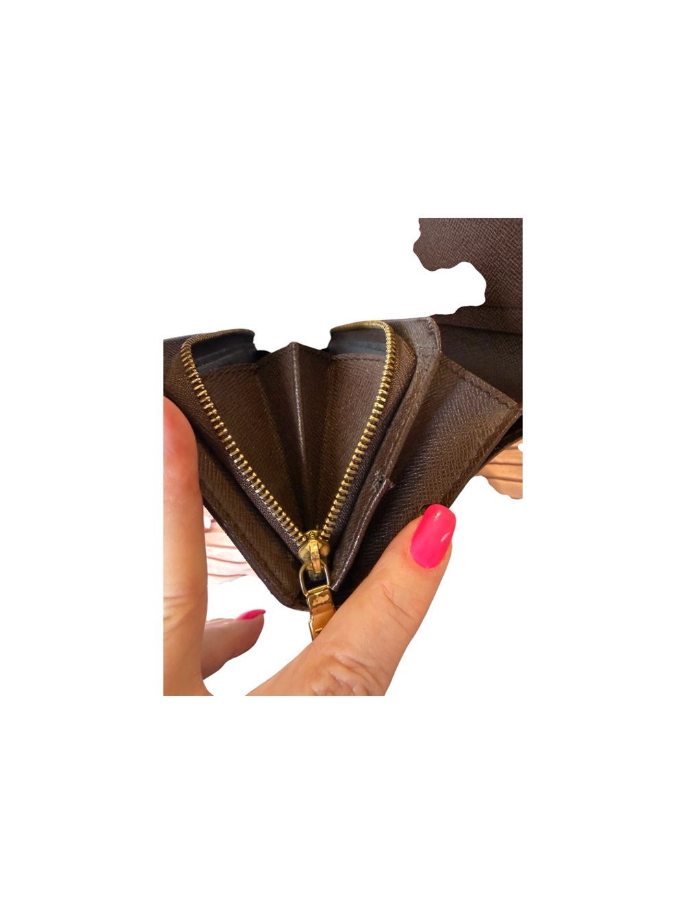 Louis Vuitton Brown Damier Ebene Compact Wallet with Gold-Tone Snap - Picture 12 of 13